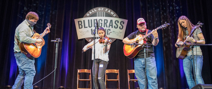 String musicians performing at the fiddle championship