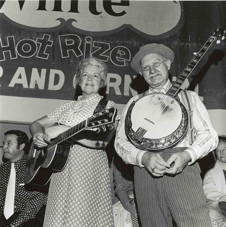 A black and white photo of Grandpa Jones and a fellow musician