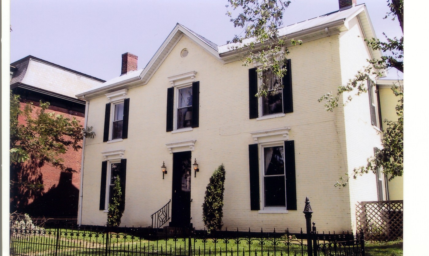 The exterior of the Rosemary Clooney house, a two story white brick affair